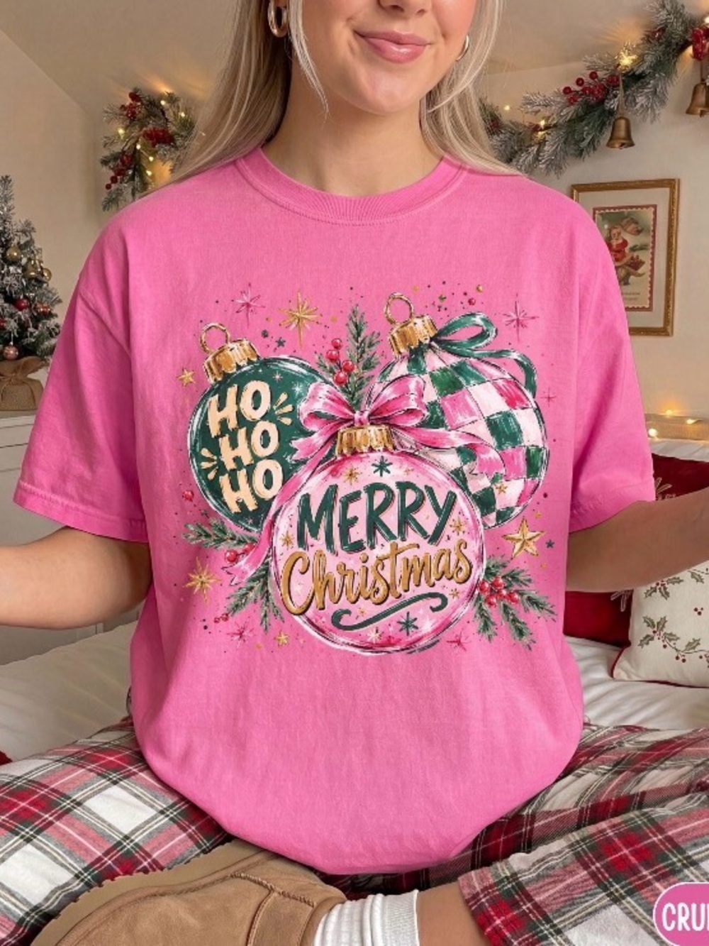Merry Christmas Tree Comfort Color T-Shirt, Vintage Ho Ho Ho Christmas Tee